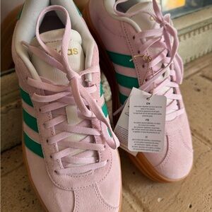 Adidas Women's Pink and Green Sneakers VL Court Bold sz 9.5